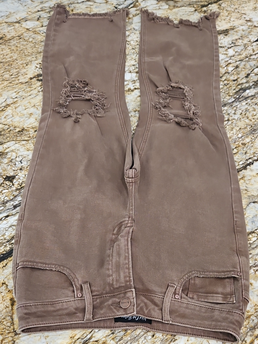 RISEN Women’s Distressed High-Rise Jeans. Size 7/28 Inseam 27" Rise Flat 9"